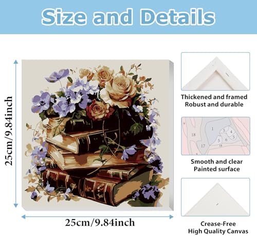 Books Paint by Numbers Kit for Adults Beginner, Paint by Numbers 10x10 Inch - Image 3