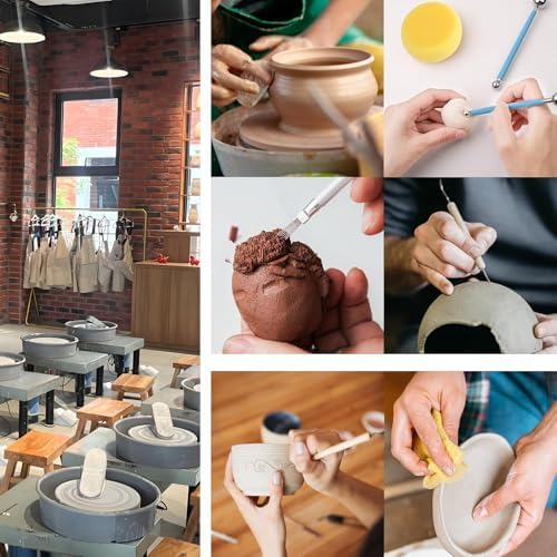 10 lb White Natural Air-Dry Clay + 30 pcs Pottery Tools + Storage Box,Ideal for Wheel Throwing,Hand Building,Sculpting;Great for All Skill Levels;Whiteware Clay for Pottery (White 10LB) - Image 3