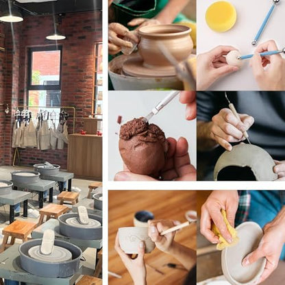 12 lb Natural Air-Dry Clay + 52 pcs Pottery Tools + Storage Box,Ideal for Wheel Throwing,Hand Building,Sculpting;Great for All Skill Levels (12lb+Tools(52pcs)+Box, White+Terracotta) - Image 5