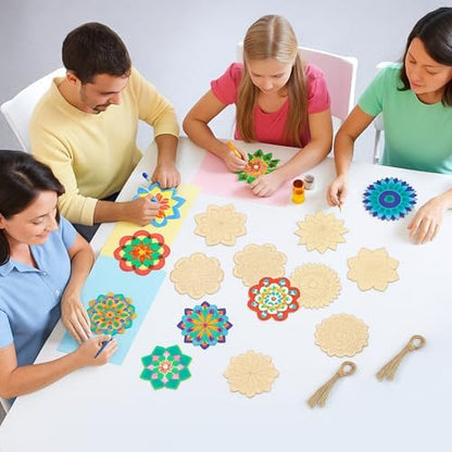 Blosssound 40 Pcs Unfinished Wood Mandala to Paint, Elegant - Image 5