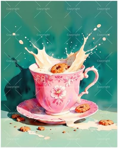TAOPAOLAB Food & Drink Paint by Numbers Kit for Adults - DIY Milk Splash with Cookies Painting on Canvas 16x20In, Acrylic Paint Set, Suitable for Beginners, Kitchen Art for Home Decoration or Gifts by Unknown