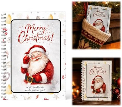 Christmas Gift Card Book, 5x7 Holiday Gift Booklet, DIY Spiral-Bound Merry Christmas College Survival Kit, 10-Page Surprise Greeting Card Book for Cards Cash, Students Graduation Gift by Unknown