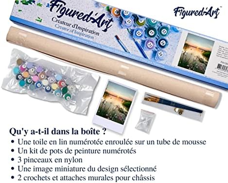 Figured'Art Paint by Numbers Kit for Adults Peaceful Lake 16"x20" - Craft Art Painting DIY Kit Rolled Canvas Without Frame - Image 5