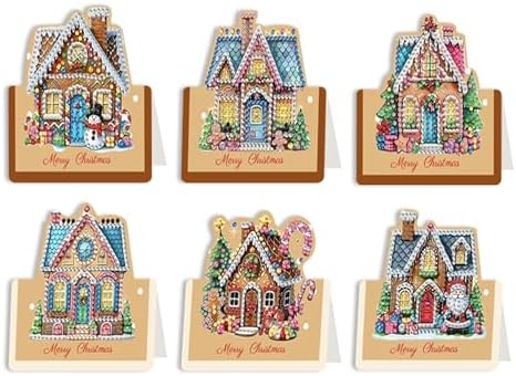 6 pack 3D Christmas Diamond Painting Greeting Cards Kit,House Diamond Art Birthday Cards with Envelopes,DIY Thank You Card Making Craft for Adults,Handmade Greeting Card Supplies Gift Idea(House) by Unknown