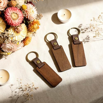 PineHaven Blank Wooden Key Chain, Rectangle Wood Keychain Blanks,Unfinished Wood Key Ring Wooden Engraving Blank Keys Tags - Image 5