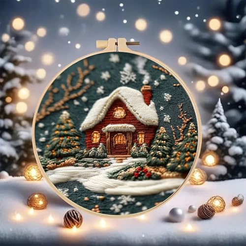 Huacan Embroidery Kit for Beginners Adults, Easy Needlepoint Kits for Adults with Stamped Embroidery Patterns. (House) - Image 4
