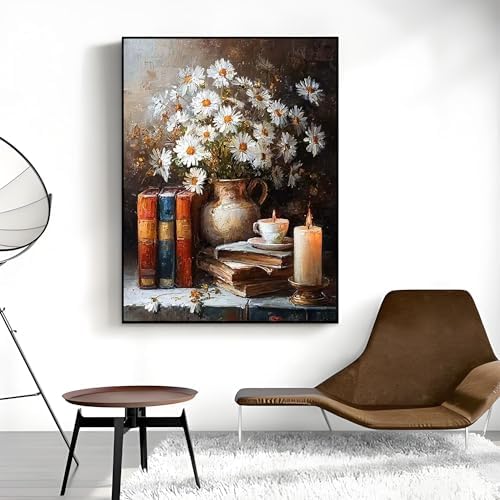 OJTOYART Daisies Paint by Numbers Kit for Adults, vase Adult Painting by Numbers for Beginner on Canvas, DIY Hand Painted Oil Paintings for Home Wall Decor 16 X 20 inch - Image 4