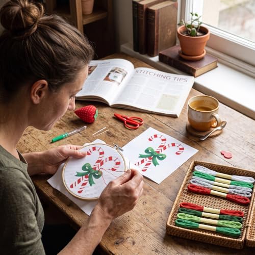 XunYee Needlepoint Canvas Kit, Christmas Candy Stick - Image 6