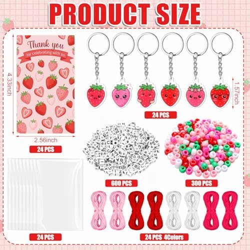 Suncalla 996 Pcs 24 Set Strawberry Keychain Making Kit DIY Charm Crafts - Image 2
