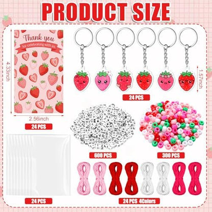 Suncalla 996 Pcs 24 Set Strawberry Keychain Making Kit DIY Charm Crafts - Image 2