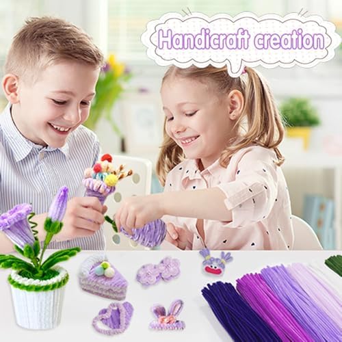 AHAMETON 620Pcs Purple Pipe Cleaners Flower Kit,Chenille Stems Craft - Image 5