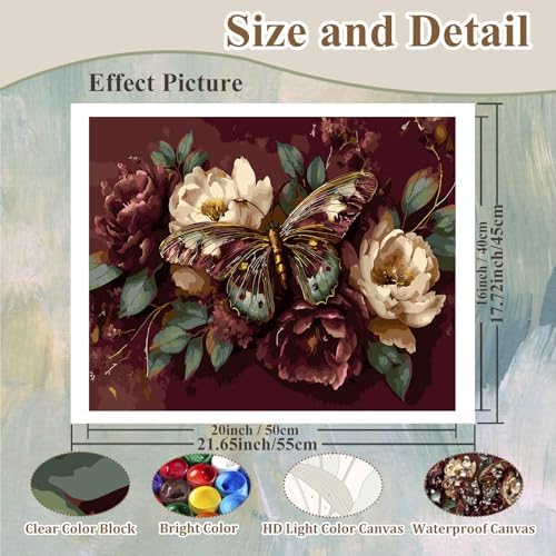 Butterfly Paint by Numbers Kit for Adults, Paint by Numbers for Adults - Image 4
