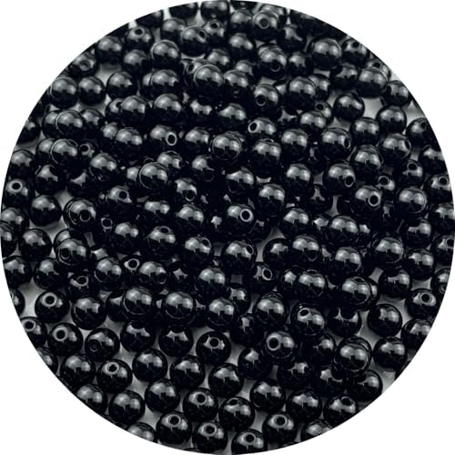 300pcs Acrylic Round Beads for Crafts 8mm Resin Candy Color Spacer Beads with Hole for Jewelry Making Sewing Crafts Decoration Necklaces Bracelets Earrings Supplies(Black) by Unknown