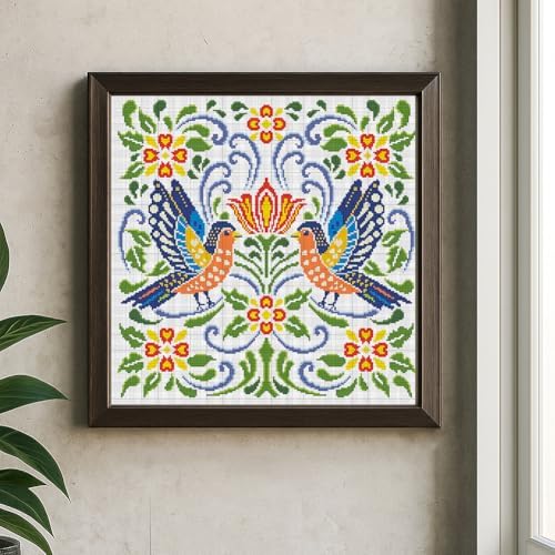 FREEBLOSS 11CT Vector Flowers Stamped Cross Stitch Kits Complete Embroidery Kits with Instruction Cross Stitch Wall Hanging Kit for Needlepoint Adults Wall Art Decoration 18x18in/45x45cm - Image 5
