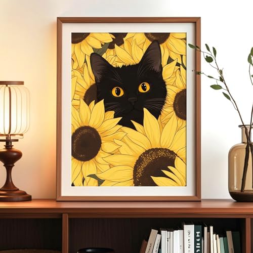Qaisxoty Paint by Numbers Kit for Adults, Easy Cat Paint by Numbers with Rolled Canvas, Acrylic Paint, Brushes, Box, DIY Beginner Painting by Number Kit for Home Decor Gift - 12” x 16” - Image 2