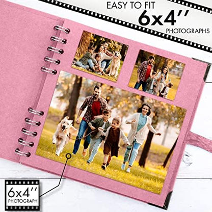 Bstorify Square Scrapbook Photo Albums 7 x 7 Inch Pink Thick Paper, Hardcover, Metal Corners, Ribbon Closure - Ideal for Your Scrapbooking Albums, Art & Craft Projects - Image 4