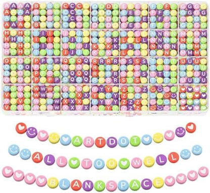 ARTDOT 1400 Pieces Letter Beads for Friendship Bracelets Making Kit, 28 Styles Assortment Jewelry Making Supplies Alphabet Beads Set with Cases Preppy Crafts Gifts, White Multicolor Box Packed by ARTDOT
