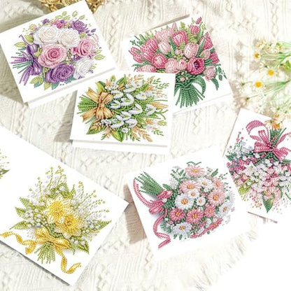 6pcs Diamond Art Painting Greeting Card Kit, DIY flowers Diamond Art Greeting Cards for Blessings and Wishes Special Shaped Diamond Greeting Card Arts Crafts for Christmas Birthday Thanksgiving Day - Image 7