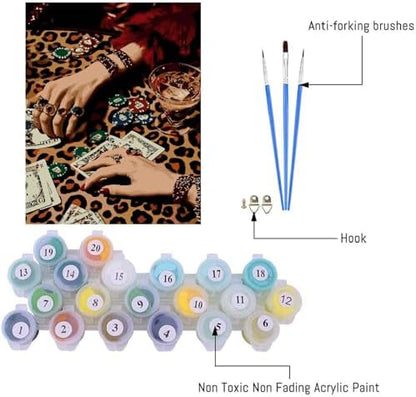 Paint by Numbers Kit for Adults,Leopard Disco Paint by Number 16x20 In - Image 5