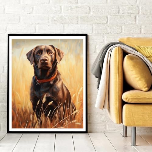Natuyalo Animal Paint by Numbers Kit for Adults - Black Dog in the Rice Field Painting by Number on Canvas Without Frame, DIY Acrylic Art Crafts for Ideal Gift (16x20 Inch) - Image 3