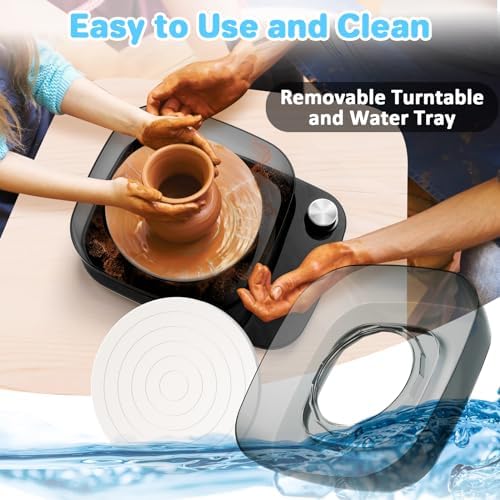 Pottery Wheel for Kids - Complete Pottery Kit & Tools for Beginners, Plug-in Rechargeable Battery, Upgraded Detachable Turntable Adjustable Speed, DIY Clay Maker for Kids 9-12 (Black, Patented) - Image 5