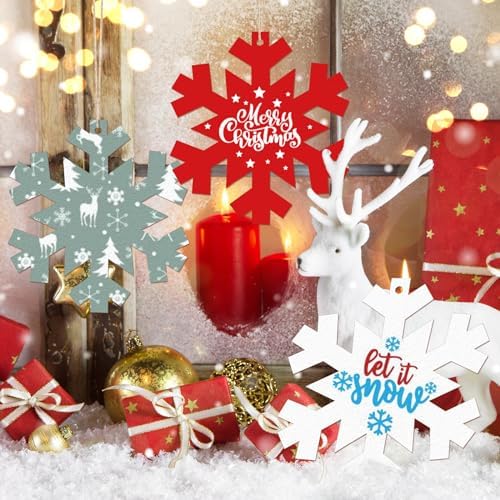 Large Size 7 inch Wooden Christmas Ornaments to Paint 10PCS, DIY Blank Snowflake Cutouts Unfinished Wood Ornament for Crafts Hanging Christmas Decorations, Wood Discs Ornament for Home Winter - Image 6