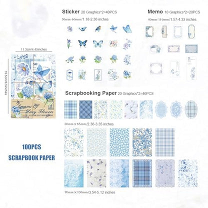 Doraking 100pcs Vintage Floral Scrapbook Paper Journaling Stickers Assorted Set, Material Paper Memo Junk Journal Supplies for Bullet Journaling Retro Crafts Planner Collage Card Album - Image 2