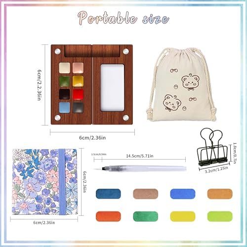 Travel Watercolor Paint Set - Pocket 8-Color Mini Paint Kit with Sketch Pad - Image 2