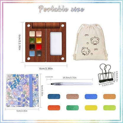 Travel Watercolor Paint Set - Pocket 8-Color Mini Paint Kit with Sketch Pad - Image 2