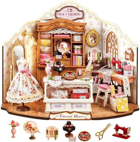 Rolife Tailor Shop DIY Miniature Dollhouse Kit Gift for Adults by Rolife