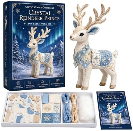 ROTORS Arctic Winter Guardians DIY Patchwork Kit, Pre Cut Felt Animal Sewing Kit, 3D Stuffed Creature Craft Set, Handmade Home Decor Gift for Beginners (Blue-H) by ROTORS