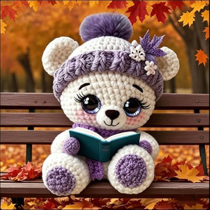 FRANDEK DIY Purple Bear Crochet Kit for Adults, Cute Plush Animal Set - Image 6