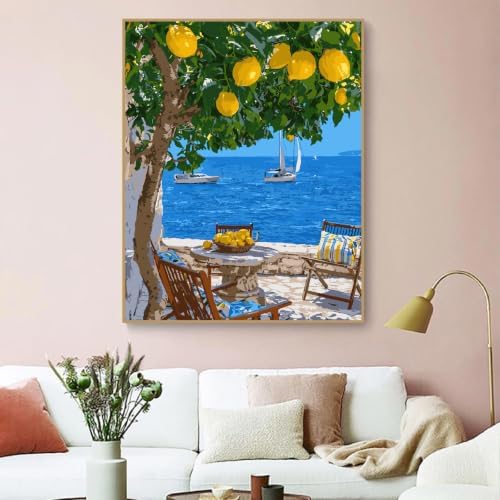 ZRIZQ Landscape Paint by Numbers Kit for Adults Beginner,Lemon Tree,16x20 - Image 6