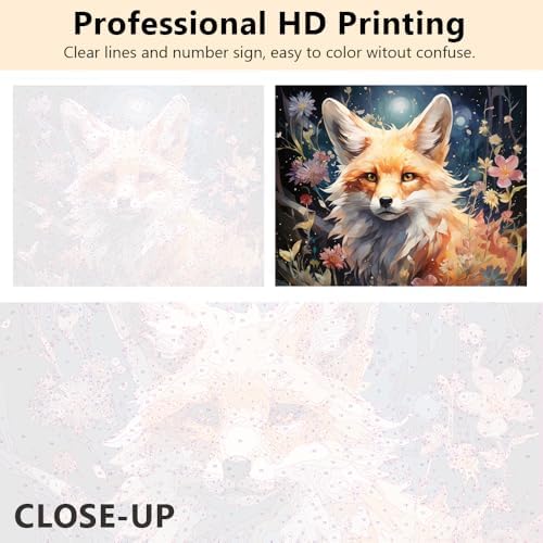 TUMOVO Fox with Flowers Paint by Numbers Craft Kit for Adults - Image 2