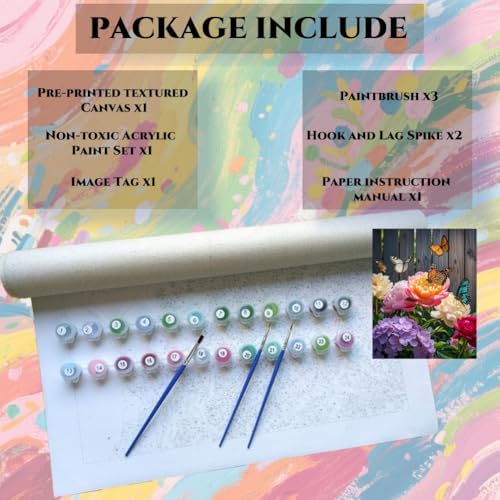 ACANDYL Flowers Paint by Numbers Kit for Adults Beginner Flowers Paint by Number for Adults Flower Canvas Painting by Number Rose Butterfly DIY Acrylic Oil Painting on Canvas Arts Craft Decor 16x20 in - Image 7
