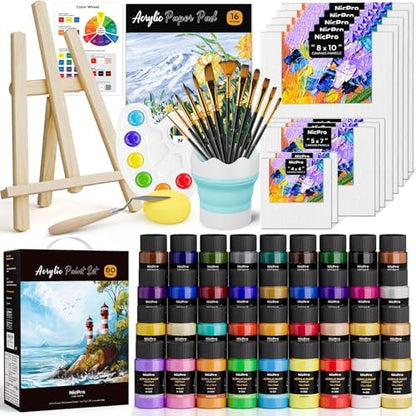 Nicpro 80PCS Acrylic Paint Canvas Set for Adults with 36 Paints (36ML) by Nicpro