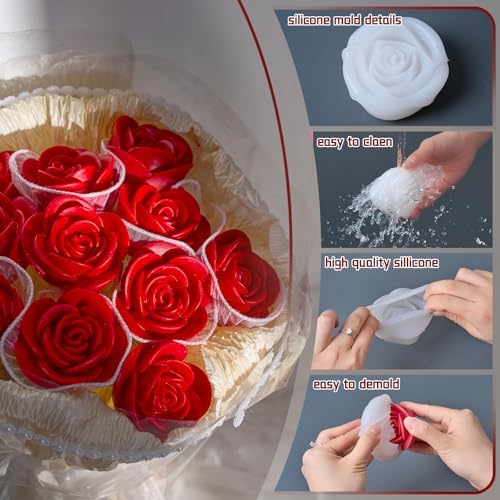 Rose Candle Making Kit with Round Gift Box,DIY Soy Wax Kit(Black) - Image 4