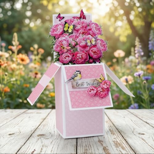 Katy Sue Blooming Box Bouquets Pop Up Card Making Kit. Make 8 3D Floral Box Cards. All-in-one Kit: Die-Cut Decoupage, Cardstock, Adhesive Pads, Envelopes & Instructions for Card Making Supplies - Image 6