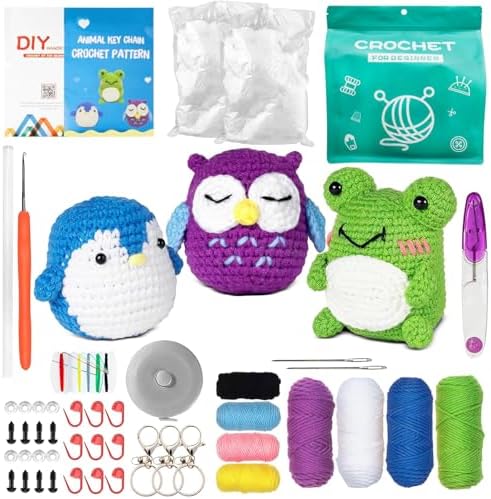Tesorrio Amigurumi Crochet Kit for Beginners, Frog, Penguin, Owl Figures by Tesorrio