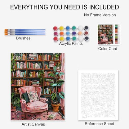 Paint by Number for Adults, Red Flowers Acrylic Paints by Numbers for Adults Beginner Color Modern style Painting by Numbers on Canvas with Brushes Watercolor Paint by Numbers for Kids （without frame） - Image 5