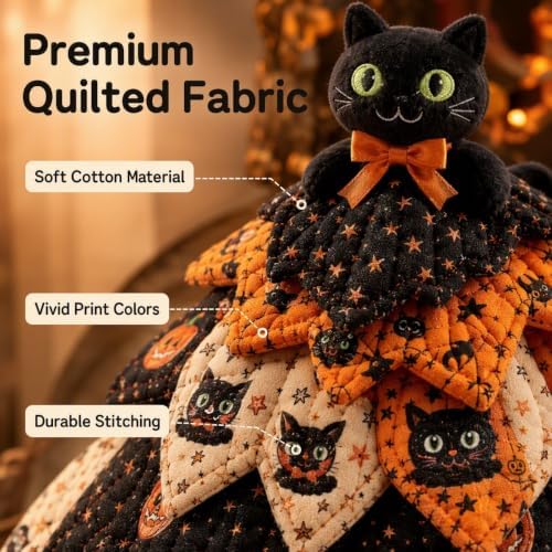 Quilted Christmas Tree Kit – Pre-Cut Fabric & Foam Cone DIY Tabletop Decoration with Tree Topper, No-Sew Holiday Craft Kit for Adults & Kids, Christmas Tree Decorations for Home, Party & Gifts (set13) - Image 4