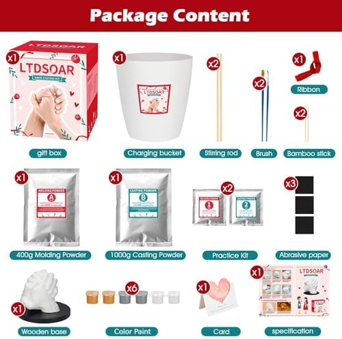 LTDSOAR Hand Casting Kit for Couples & Family with Practice Kit - Image 6