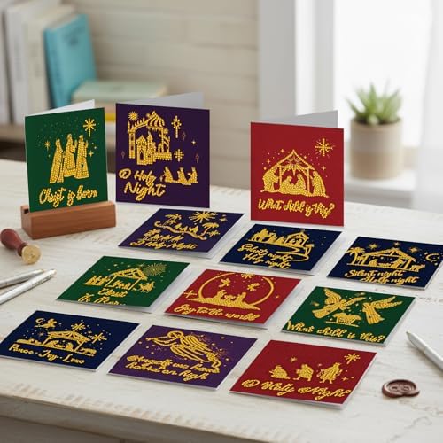 12 Pack Faith Diamond Painting Greeting Kits DIY 5D Diamond Art with Envelopes & Rhinestones, Creative Christmas Birthday Gifts for Adults, Family, Friends - Image 6