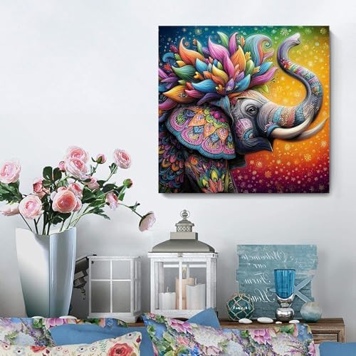 NZNANCHU Paint by Number for Adult,DIY Animal Painting Kits for Adults,Color by Numbers,Elephant Paint by Number Canvas Crafts Watercolor for Beginners Hoom Decor (Elephant) - Image 6