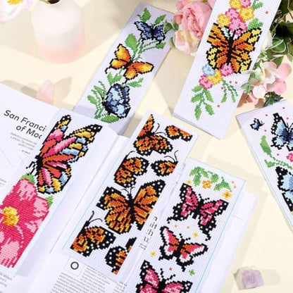 ORIGACH 6 Set Butterfly & Flower Cross Stitch Bookmark Kit for Beginner - Image 4