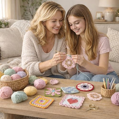 HOUSE CREATIVITY Crochet Kit for Beginners Adults - Complete Set with 20 Colors Yarn, Video Tutorials, Hooks | Learn to Crochet DIY Craft Kit for Women & Adults - Image 4