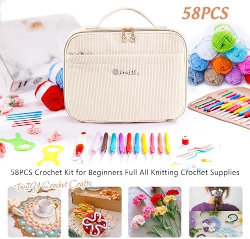 MYBAGZING Crochet Kit for Beginners,Yarn Starter Kit w/Hooks & Storage Bag - Image 4