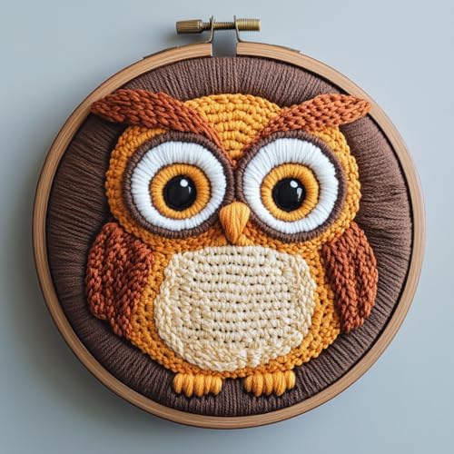 Punch Needle Kits for Beginners Cute Owl 20x20cm-1 by Unknown