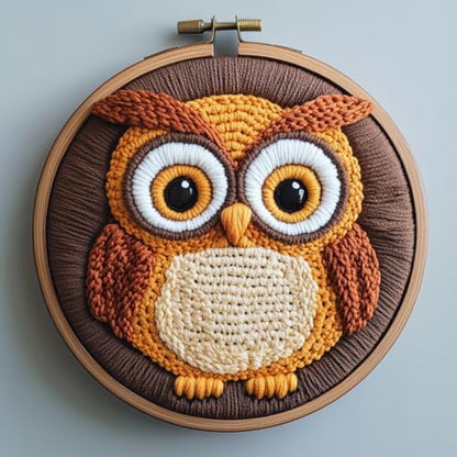 Punch Needle Kits for Beginners Cute Owl 20x20cm-1 by Unknown