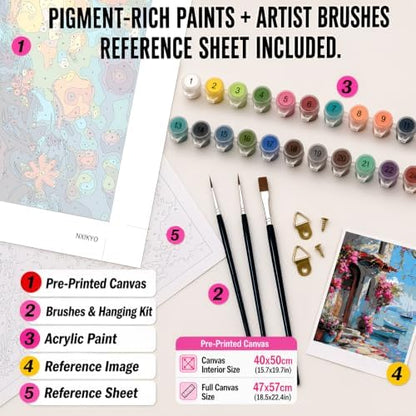 NXIKYO Seaside House Paint by Number for Adults Beginners, Scenery Adults Paint by Numbers Kits on Canvas, DIY Oil Painting Acrylic Paints for Home Wall Art Decor(16x20inch) - Image 2